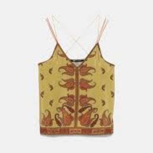 ZARA Strappy Paisley Print Top Sz M